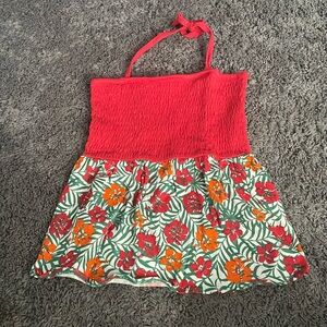 NWOT size large red topped floral halter dog dress